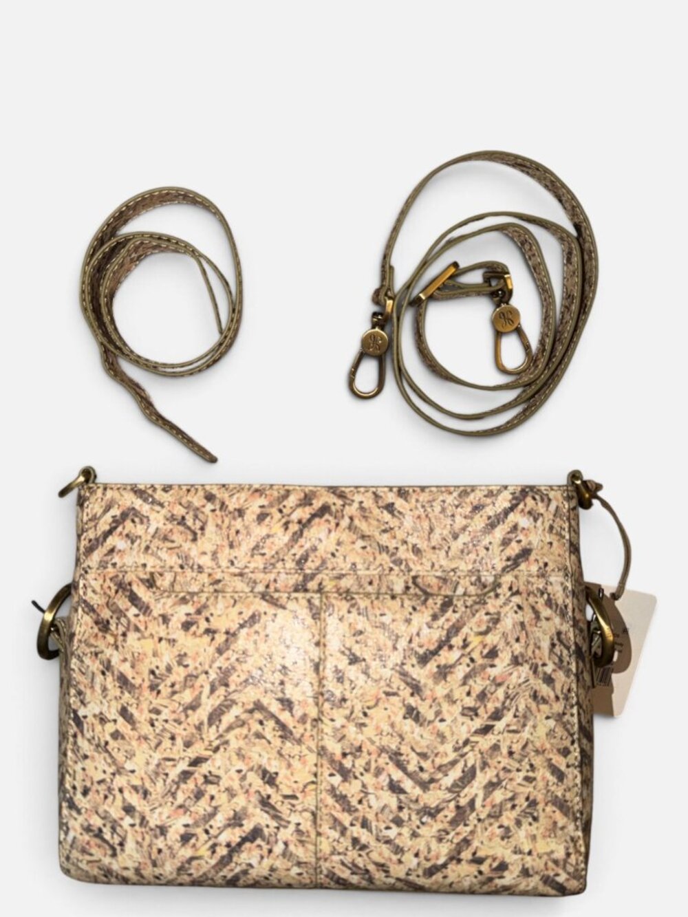 HOBO Render Small Crossbody Beige Leather Neutral Mosaic 2-way Shoulder Bag NWT - Picture 3 of 10